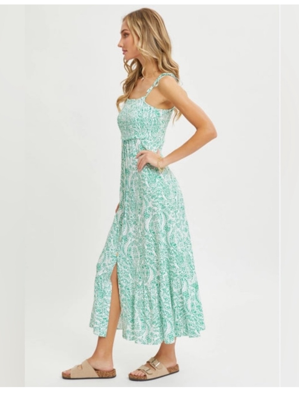SWEET LOVELY BY JEN Green Paisley Print Midi Dress - Picture 5 of 7